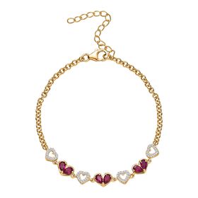 Afrikanisches Rubin  und Zirkon Armband,  19 cm - 2,58 ct.