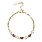 Afrikanischer Rubin (Fissure gefüllt), Weißes Zirkon Armband, ca. 19 cm 925 Silber 750 Gelbgold Vermeil ca. 2.58 ct
