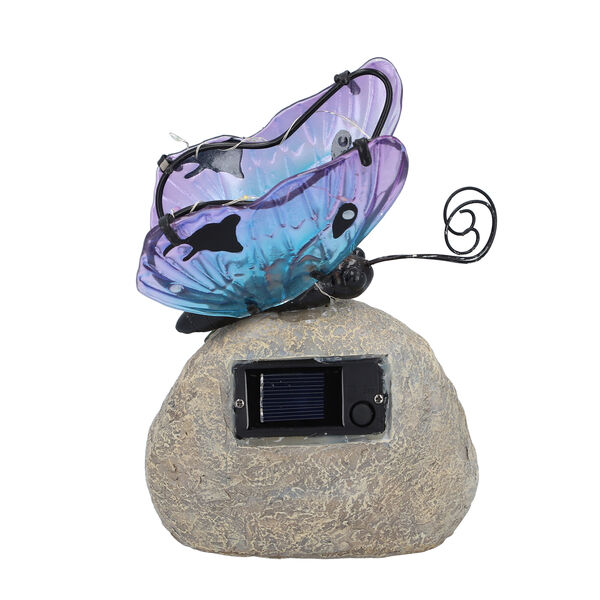 Harz Solarlampe, Schmetterling, Gr&ouml;&szlig;e 16x10x20 cm, Dunkelblau image number 4