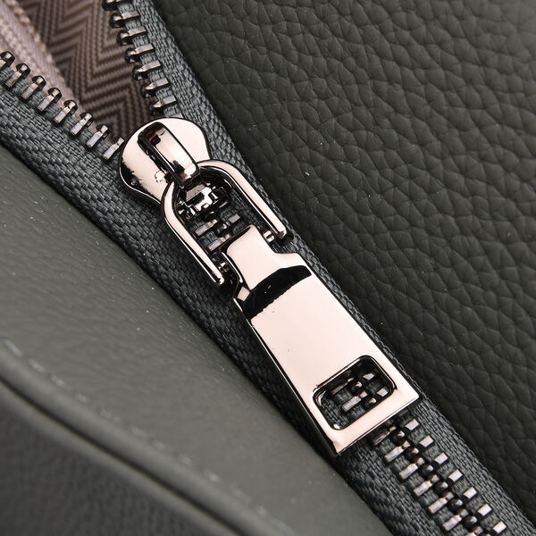 Echtleder-Tote-Bag mit Reißverschlussfach hinten, Doppeltragegriff und Schulterriemen, 35x10x33 cm, Grün image number 5