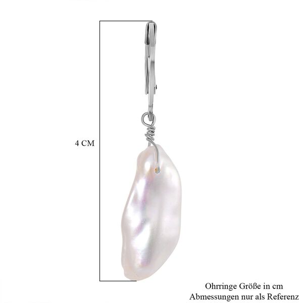 Wei&szlig;e Keshi Perle Ohrringe Reiner Edelstahl Standard image number 6