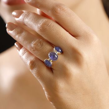 AAA Tansanit Ring in 375 Gold - 6,19 ct.