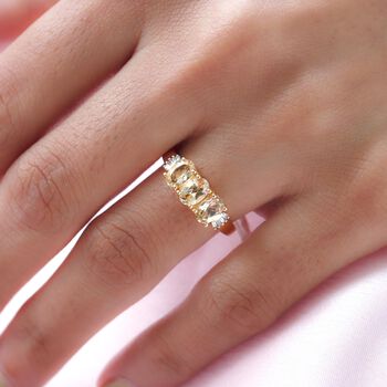 Kaiserlicher Topas und wei&szlig;er Diamant-Ring, 925 Silber vergoldet  ca. 1,57 ct