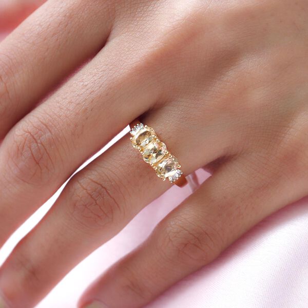 Kaiserlicher Topas und weißer Diamant-Ring, 925 Silber vergoldet  ca. 1,57 ct image number 3