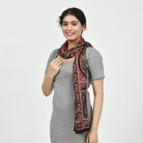 Bedruckter Tabby-Seidenschal, Purpurrot, 49x160cm