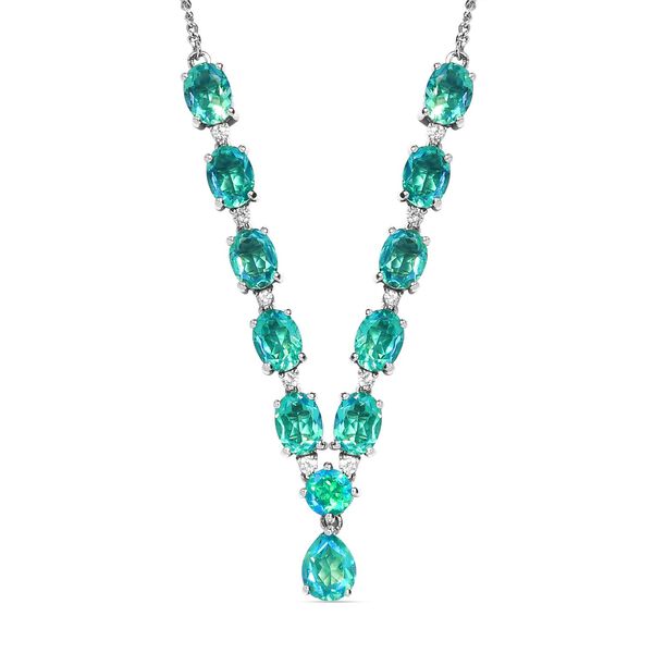 Pfau Triplett Quarz und Zirkon Halskette, 45 cm - 17,08 ct.