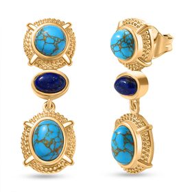 Blaues Türkis Ohrringe Messing ca. 5,39 ct.