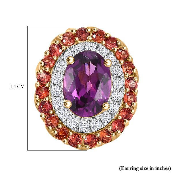 AAA Radiant Ember Granat, Padparadscha Saphir Ohrringe 417 Gold ca. 3,16 ct. image number 5