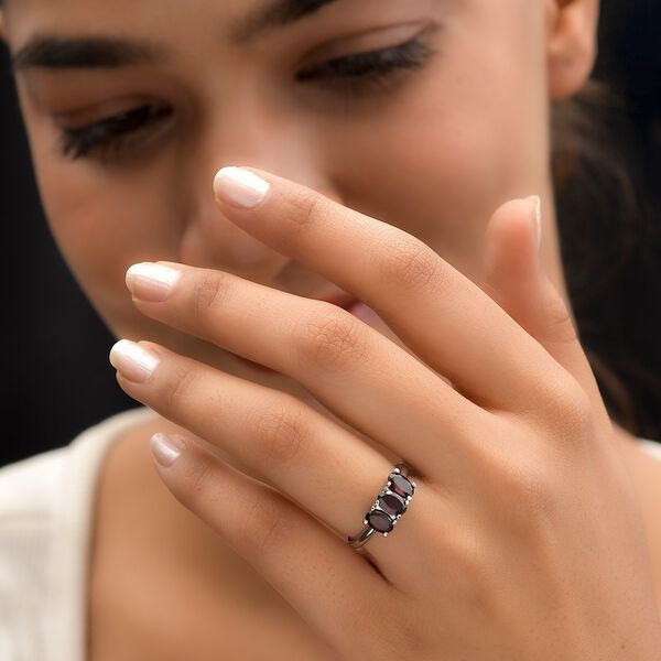 Roter Granat Ring, Edelstahl (Gr&ouml;&szlig;e 16.00) ca. 1,60 ct image number 3