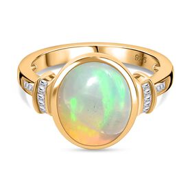 AA Natürlicher, äthiopischer Welo Opal und Diamant Ring - 3,20 ct.