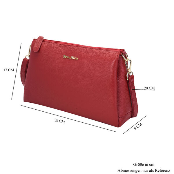 Sencillez Crossbody Tasche aus echtem Leder,  Gr&ouml;&szlig;e 28x9x17 cm, Weinrot image number 6