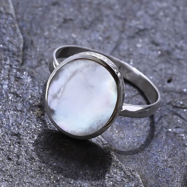 Perlmutt Ring 925 Silber (Größe 16.00) image number 1