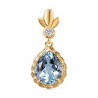 Himmelblauer Topas, Weißer Zirkon Anhänger Messing ca. 3.78 ct