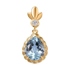Himmelblauer Topas, Weißer Zirkon Anhänger Messing ca. 3.78 ct