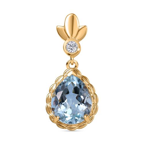 Himmelblauer Topas, Weißer Zirkon Anhänger Messing ca. 3.78 ct image number 0
