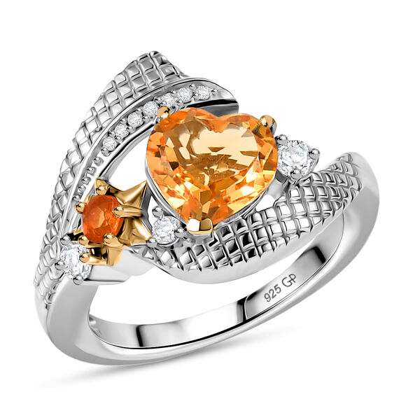 GP - AA Citrin, Feueropal Ring 925 Silber Rhodiniert und 750 Gelbgold Vermeil (Gr&ouml;&szlig;e 17.00) ca. 2,00 ct image number 4