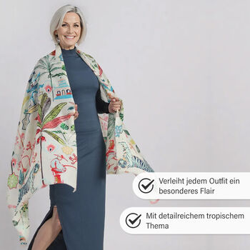 LA MAREY Schal aus 100% Kaschmirwolle, 70x195 cm, Cremefarben