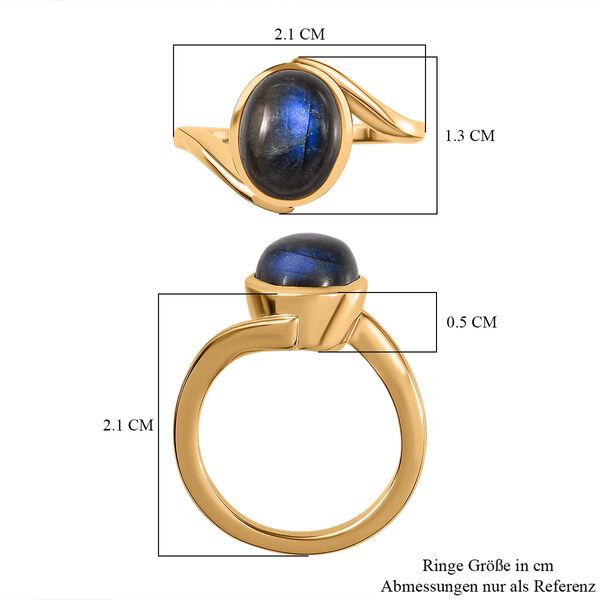 AAA Labradorit Ring 925 Silber 750 Gelbgold Vermeil (Gr&ouml;&szlig;e 18.00) ca. 3,09 ct image number 8