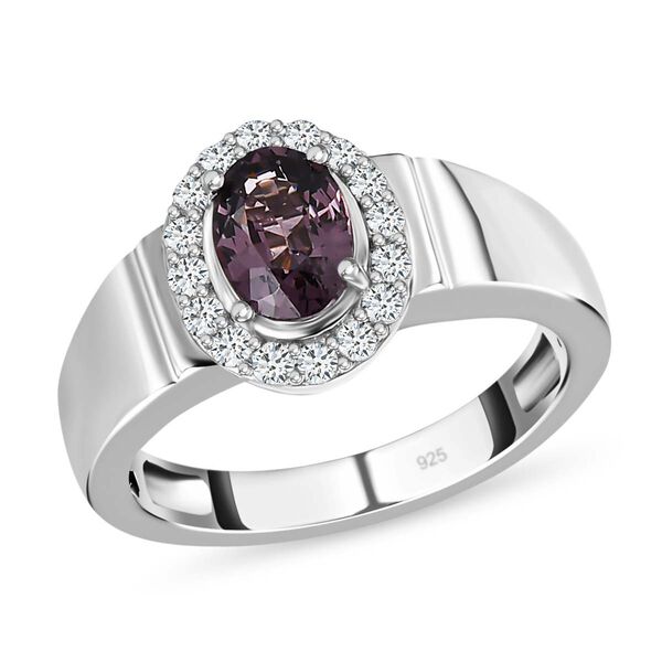 AA Lavendel-Spinell, Wei&szlig;er Zirkon Ring, 925 Silber platiniert (Gr&ouml;&szlig;e 18.00) ca. 1.19 ct image number 4