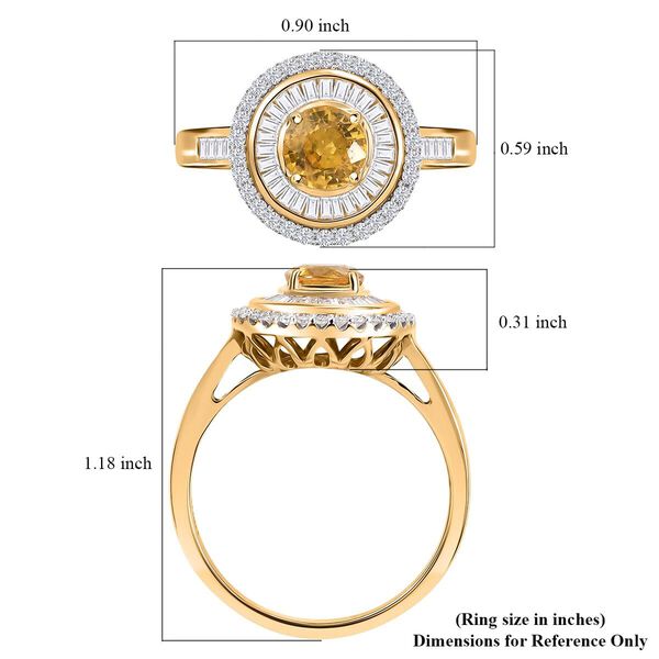 LUXORO zertifiziert und gepr&uuml;ft AAA gelber Saphir und Diamant Ring in 585 Gold - 1,70 ct. image number 6