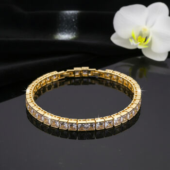 Wei&szlig;es Zirkonia-Armband in Goldton, 18+2,5cm