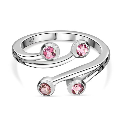 Rosa Turmalin Bypass Ring 925 Silber platiniert  ca. 0,38 ct image number 0