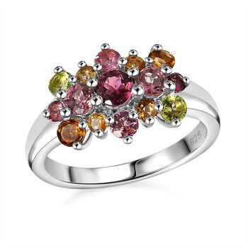 AA Mehrfarbiger-Turmalin Ring, 925 Silber rhodiniert (Gr&ouml;&szlig;e 18.00) ca. 1.10 ct
