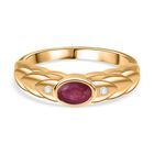 Afrikanischer Rubin (Fissure gefüllt), Weißer Zirkon Ring 925 Silber 750 Gelbgold Vermeil (Größe 19.00) ca. 0,76 ct