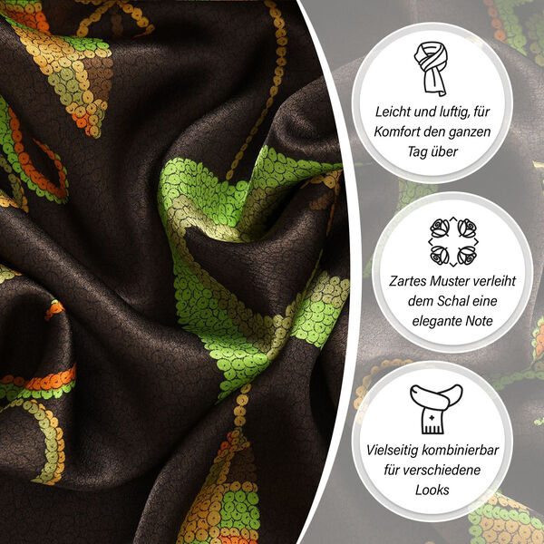 LA MAREY Maulbeerseiden Schal, Grün image number 3