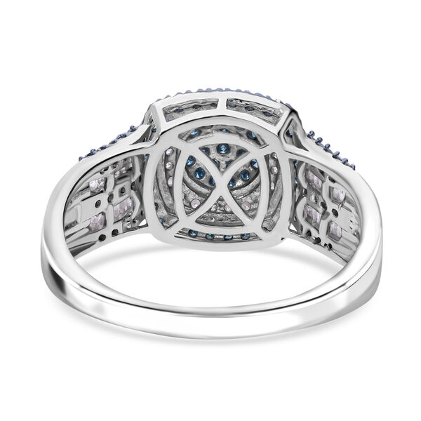 Blauer Diamant P, Weißer Diamant Ring 925 Silber platiniert (Größe 17.00) ca. 1.00 ct image number 3
