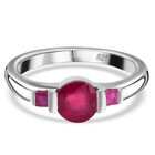 Rubin-Ring, Fissure gefüllt, 925 Silber platiniert (Größe 16.00) ca. 1,45 ct