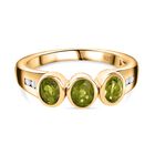 AA Natürlicher, italienischer Vesuvianit, Weißer Zirkon Ring, 925 Silber Gelbgold Vermeil, (Größe 20.00), ca. 1.45 ct