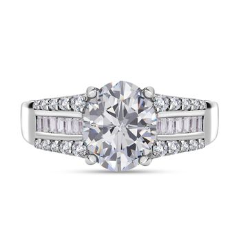 Moissanit Ring, 925 Silber platiniert (Gr&ouml;&szlig;e 17.00) ca. 3.21 ct