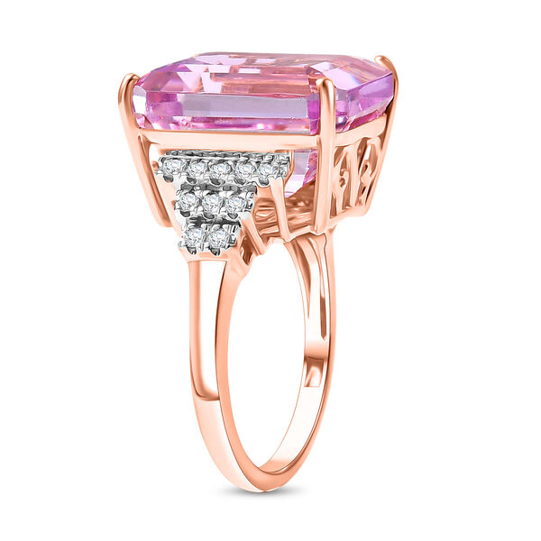 LUXORO AAA Patroke Kunzit, Wei&szlig;er Diamant Ring 585 Rosa Gold (Gr&ouml;&szlig;e 19.00) ca. 14.87 ct image number 4