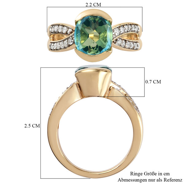 Pfau Triplett Quarz und Zirkon-Ring, 925 Silber Gelbgold Vermeil  ca. 2,99 ct image number 7