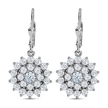 88 Facetten Moissanit-Ohrringe, 925 Silber platiniert ca. 3,12 ct