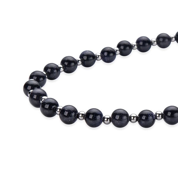 Blaue Sandstein Halskette, ca. 50 cm, Edelstahl ca. 162,50 ct image number 3