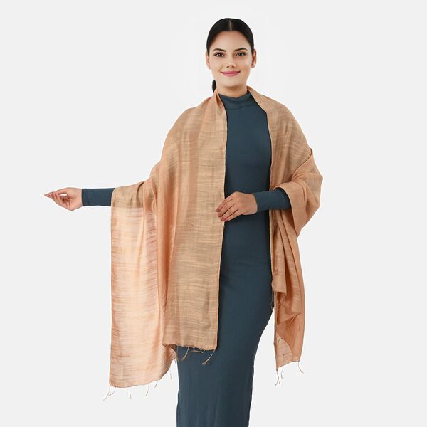 LA MAREY - Seiden Leinen Schal, 70 x 180 cm, Beige image number 2