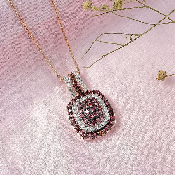 D'Joy AA Padparadscha Saphir und Zirkon Anh&auml;nger mit 50cm Kette - 1,36 ct. image number 1