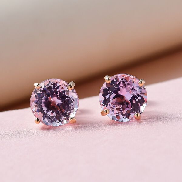 AAA Martha Rocha Kunzit Ohrringe, 585 Gold ca. 5.09 ct image number 2