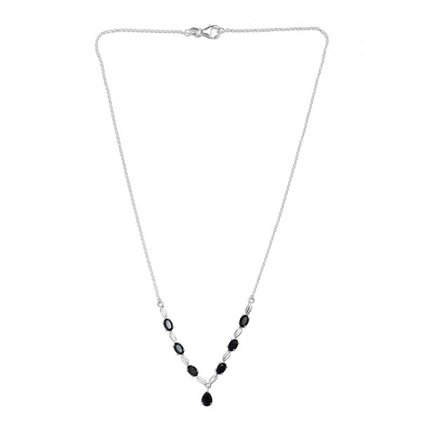 Schwarze Spinell Halskette, ca. 45 cm, 925 Silber ca. 4,98 ct image number 4
