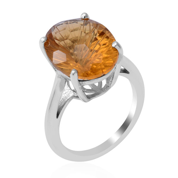 Citrin Solitär Ring 925 Silber Platin-Überzug image number 3