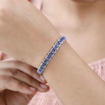 Tansanit Armband, ca. 19 cm, 925 Silber platiniert, ca. 9.01 ct