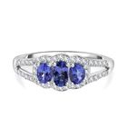 Tansanit Ring, 925 Silber rhodiniert (Größe 16.00) ca. 0.89 ct