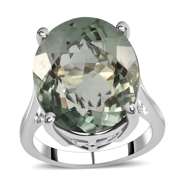 Prasiolith Ring, 925 Silber platiniert (Gr&ouml;&szlig;e 17.00) ca. 15,00 ct image number 4