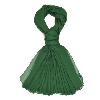 LA MAREY - 100% Maulbeeren-Seidenschal, Chiffon, 135x200 cm, Gr&uuml;n