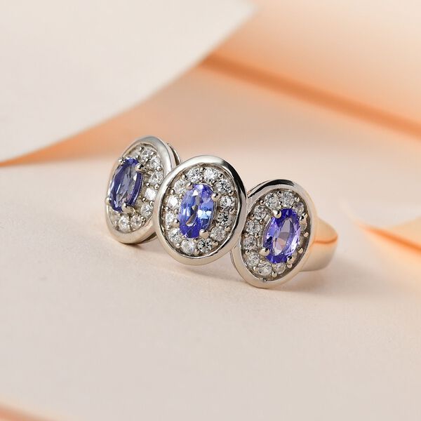 AAA Tansanit und Zirkon Ring - 1,25 ct. image number 2