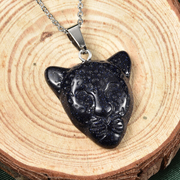 Blaue Sandstein-Halskette, 61 cm, Edelstahl ca. 16,90 ct image number 2