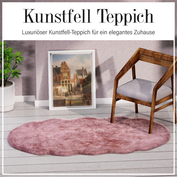 Kunstfell Teppich, rosa image number 5