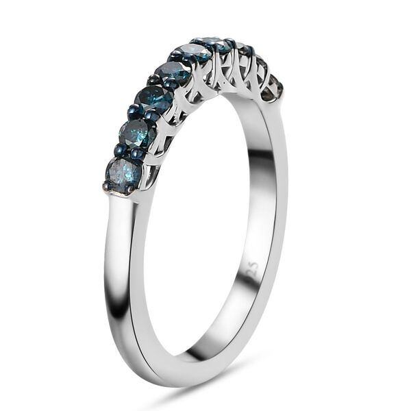 Blauer Diamant Half-Eternity-Bandring in Silber image number 5